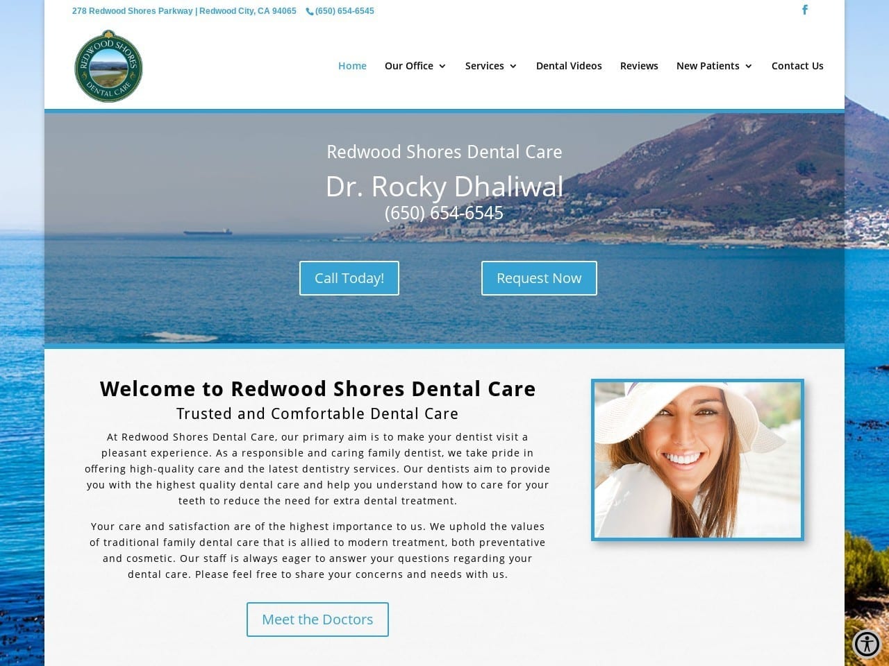 Redwood Shores Dental Care Rocky Dhaliwal DMD Website Screenshot from docrocky.com