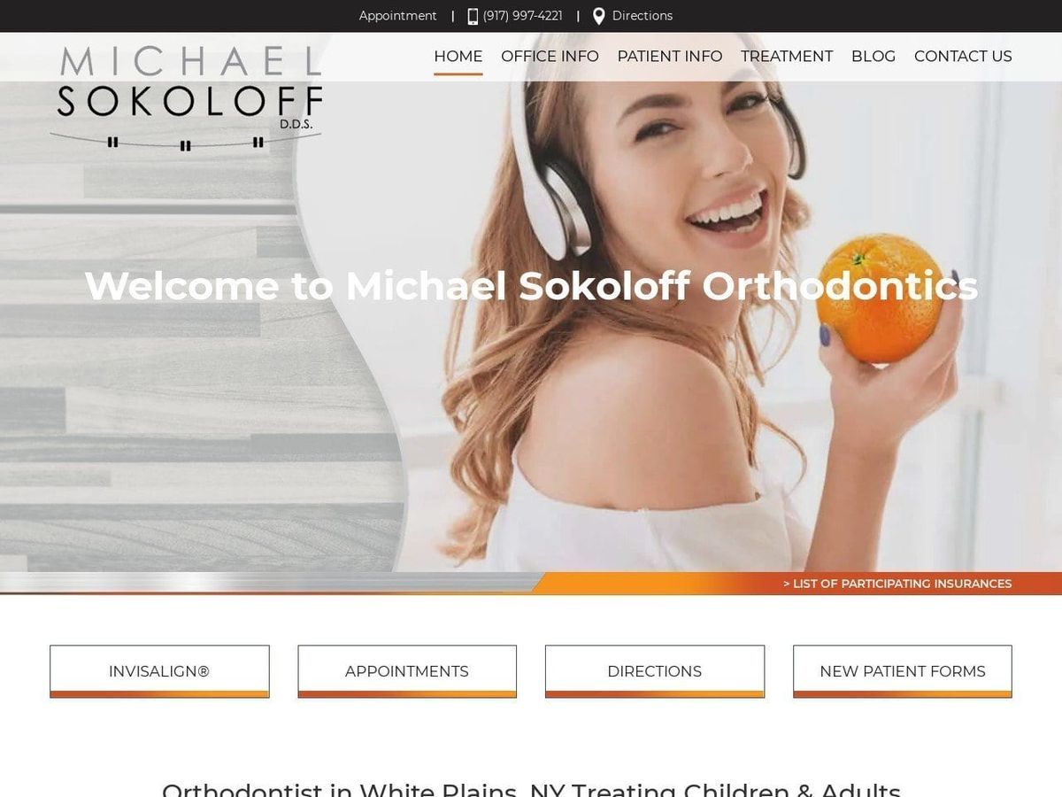 Michael Sokoloff DDS LLC Website Screenshot from docsokortho.com