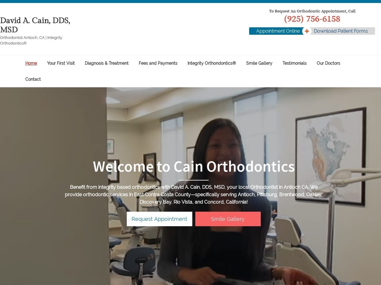 David A. Cain DDS MSD Orthodontics Website Screenshot from doctorcain.com