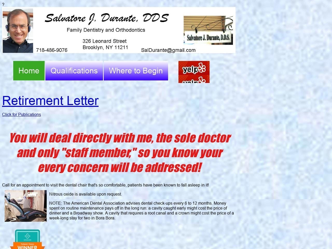 Durante Salvatore J DDS Website Screenshot from doctordurante.com