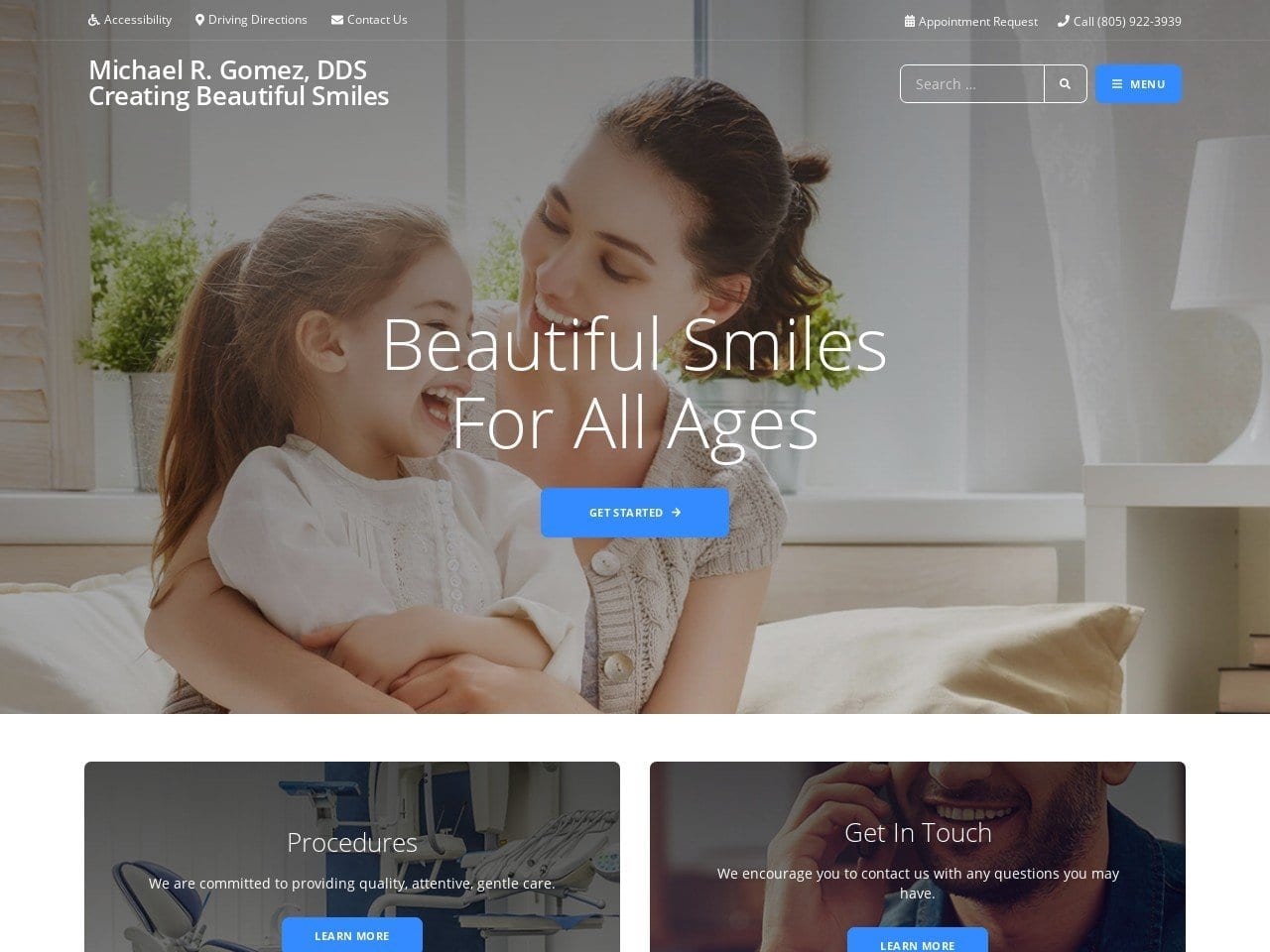 Michael R. Gomez Dds General And Esthetic Dentist Website Screenshot from doctorgomez.com