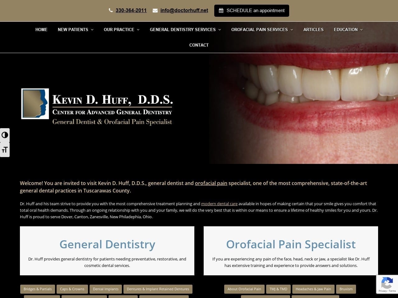 Kevin D Huff DDS LLC Website Screenshot from doctorhuff.net