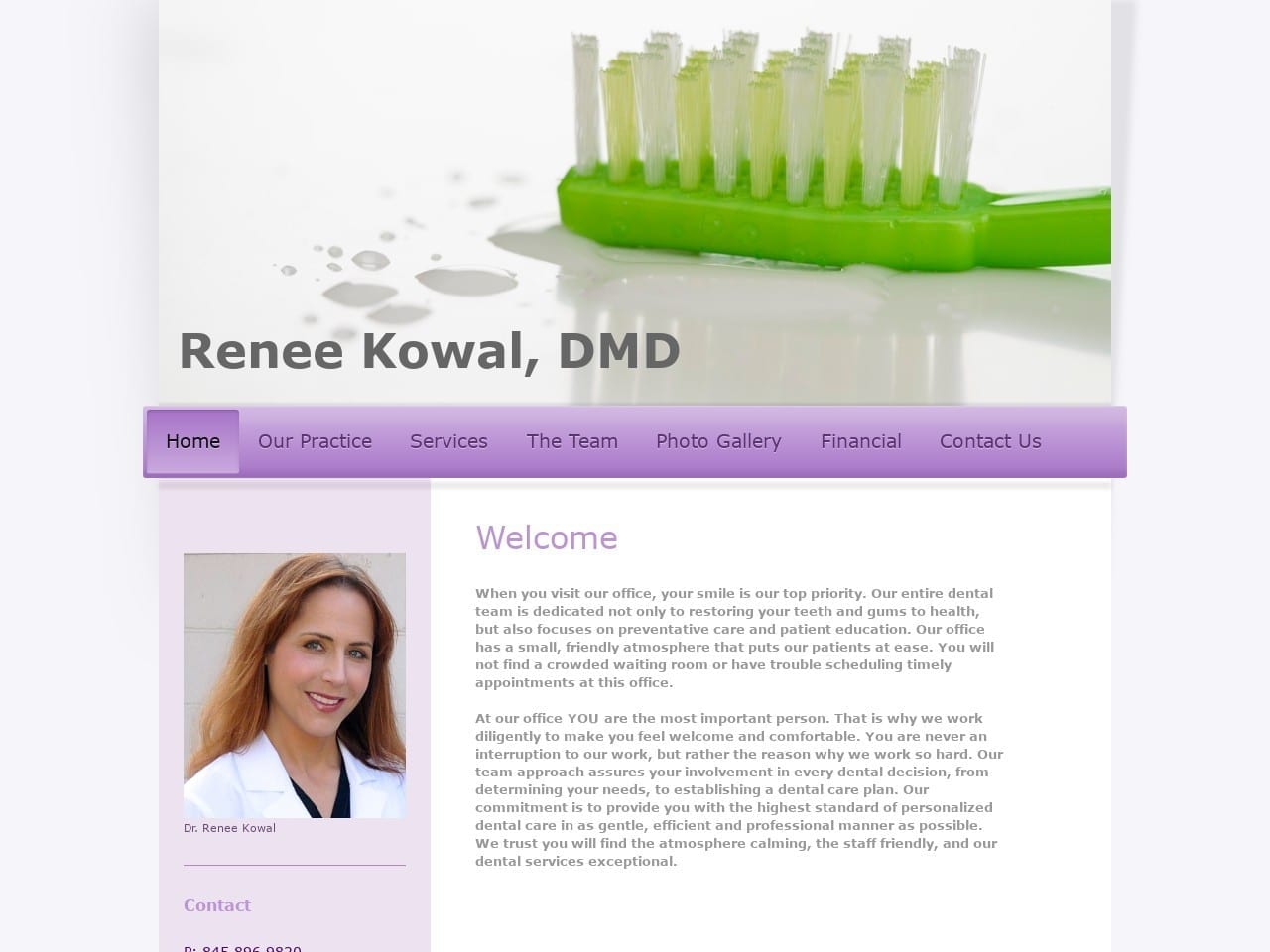 Renee Kowal DMD Website Screenshot from doctorkowal.com