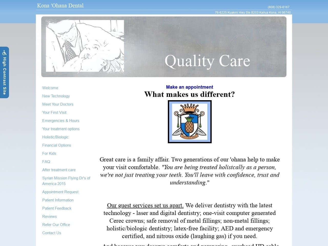 Kona Ohana Dental Website Screenshot from doctormuramoto.com