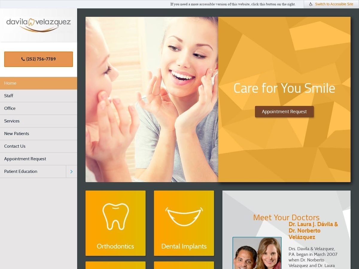 Drs. Davila Dentist Website Screenshot from doctorsdandv.com