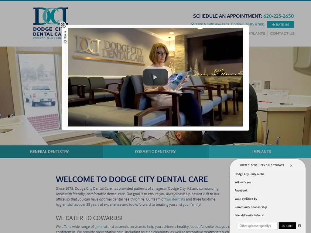 Dodge City Dental Care Website Screenshot from dodgecitydentalcare.com