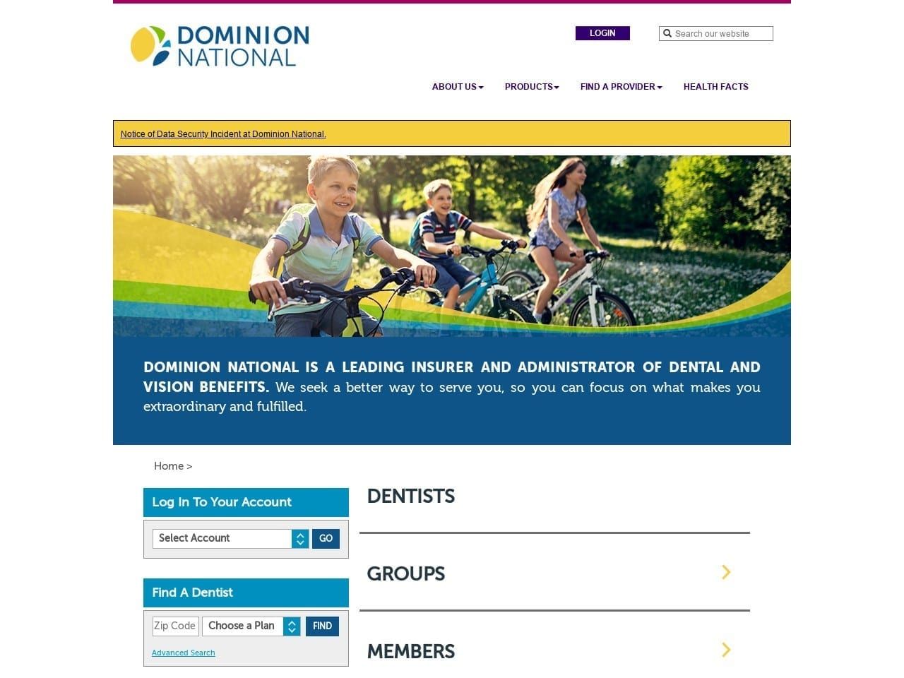 Dominion Dental Services Inc Website Screenshot from dominiondental.com