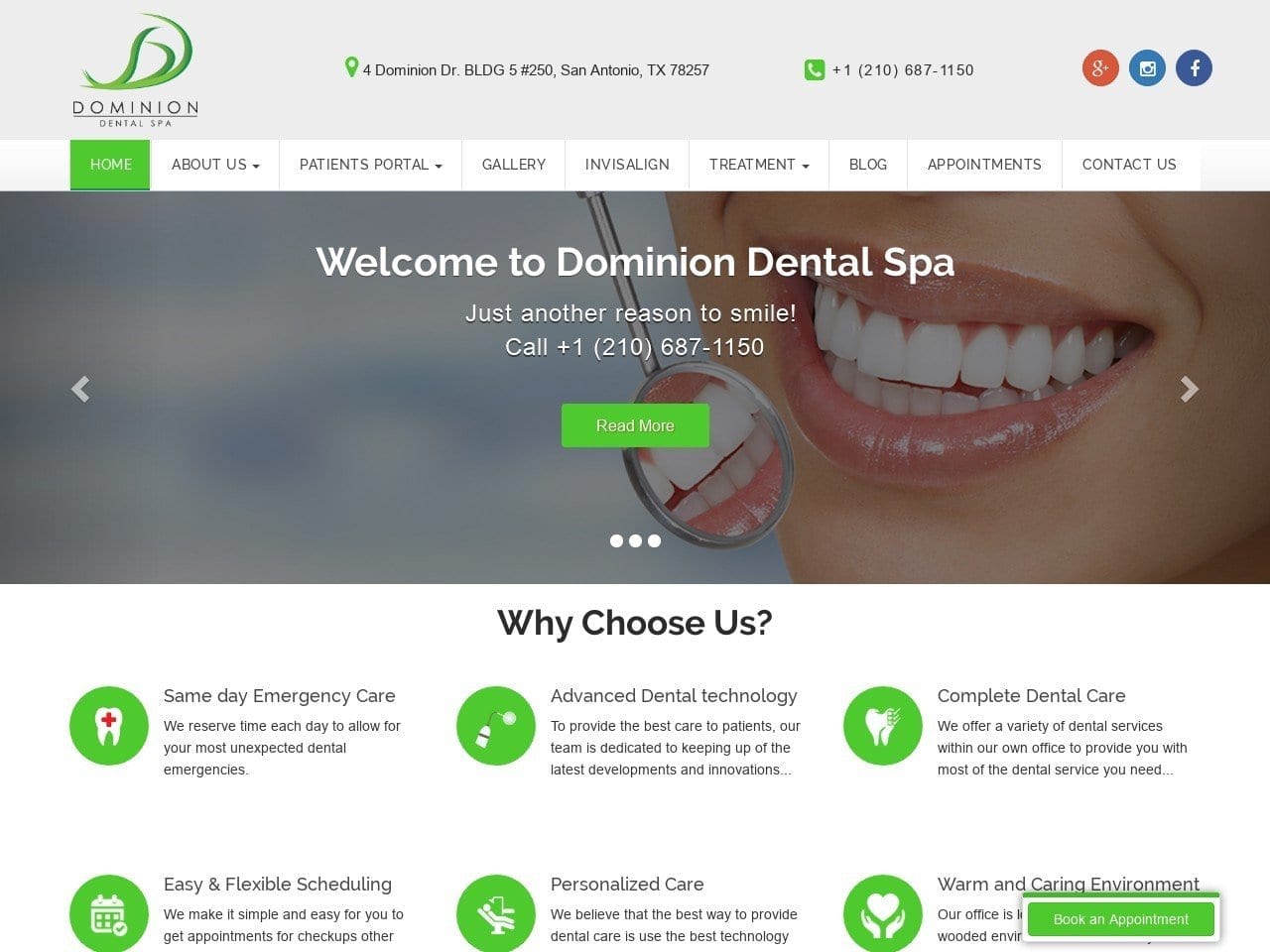 Dr. Tiffini Stratton DDS Website Screenshot from dominiondentalspa.com