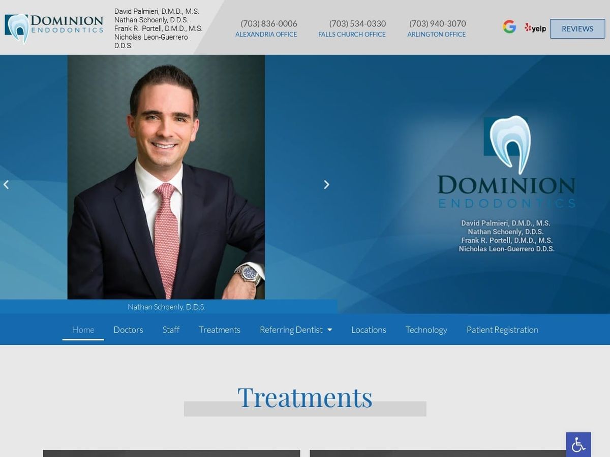 David Palmieri D.M.D. M.S. Website Screenshot from dominionendodontics.com