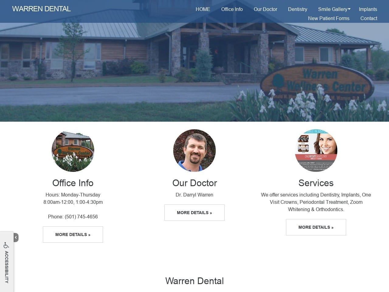 Warren Dentist Website Screenshot from donaldwarrendds.com