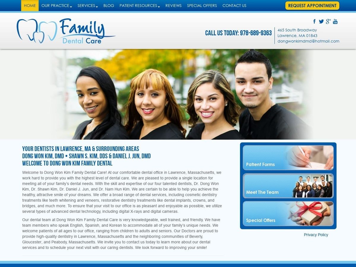 Family Dental Care Website Screenshot from dongwonkimfamilydental.com