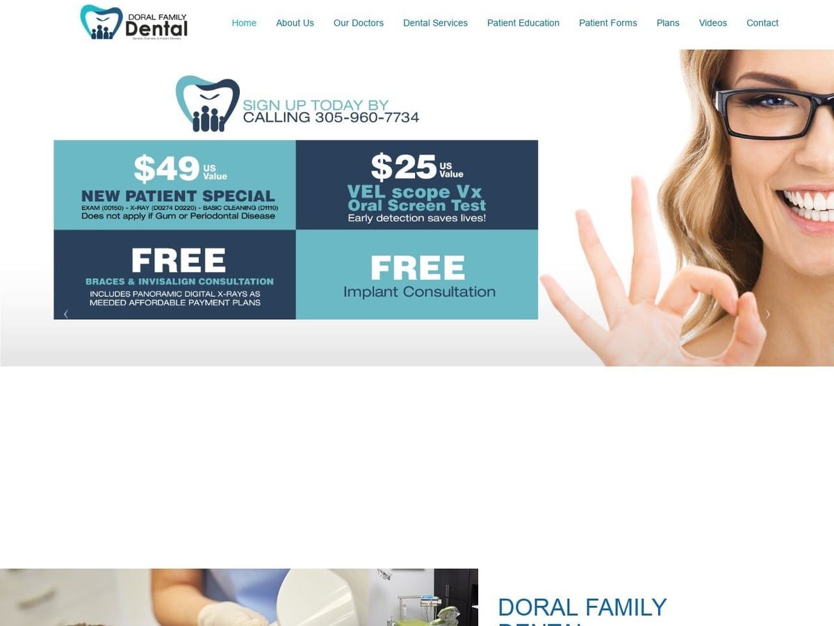 Doral Family Dental Website Screenshot from doralfamilydental.com