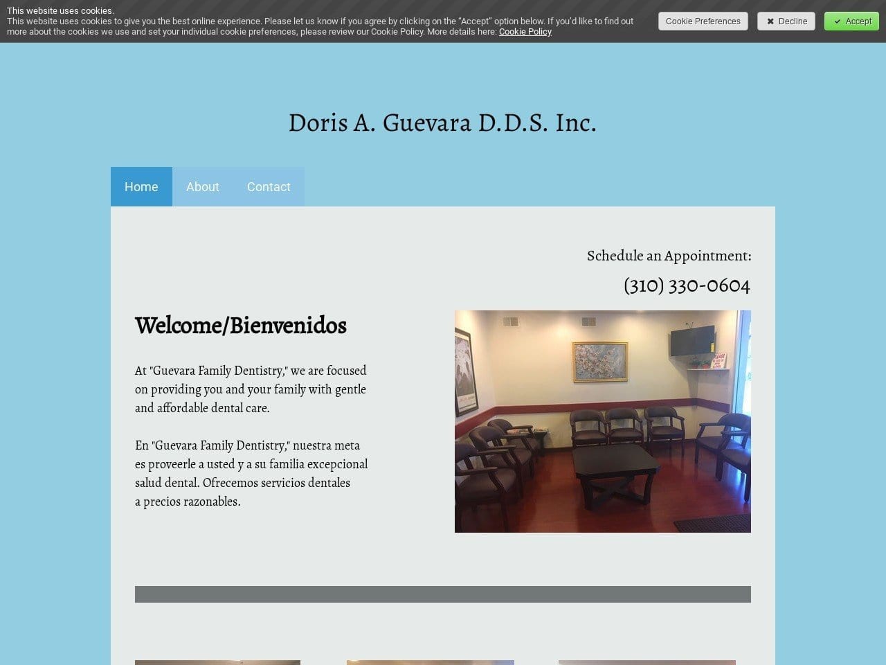 Guevara Family Dentistry Website Screenshot from dorisguevaradds.com