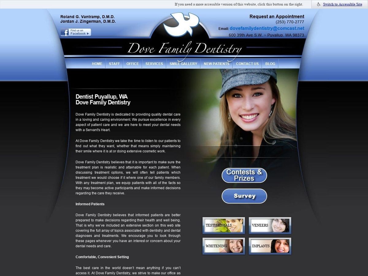 Dove Family Dentist Website Screenshot from dovefamilydentistry.com