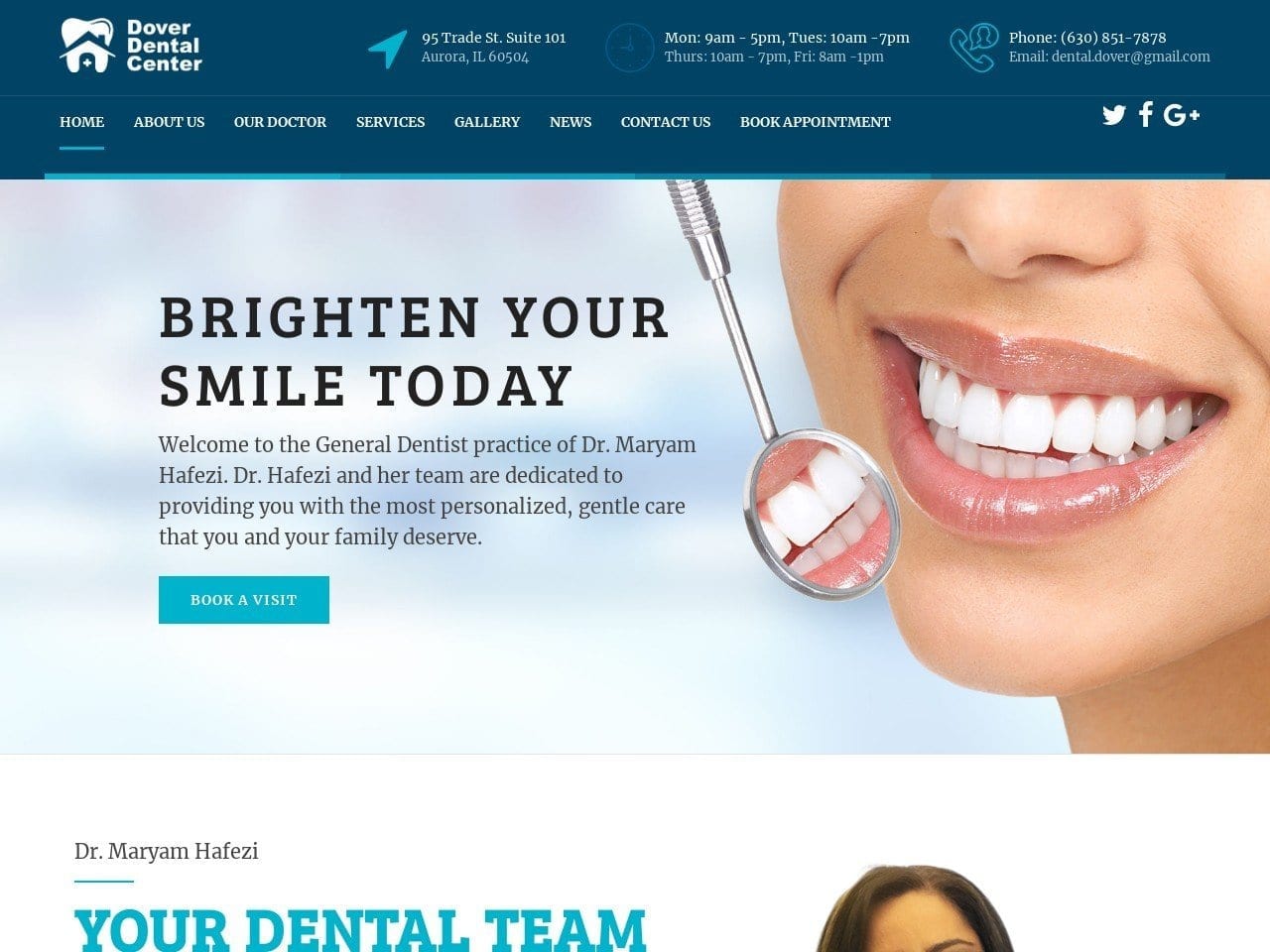 Dover Dental Center Website Screenshot from doverdentalcenter.com