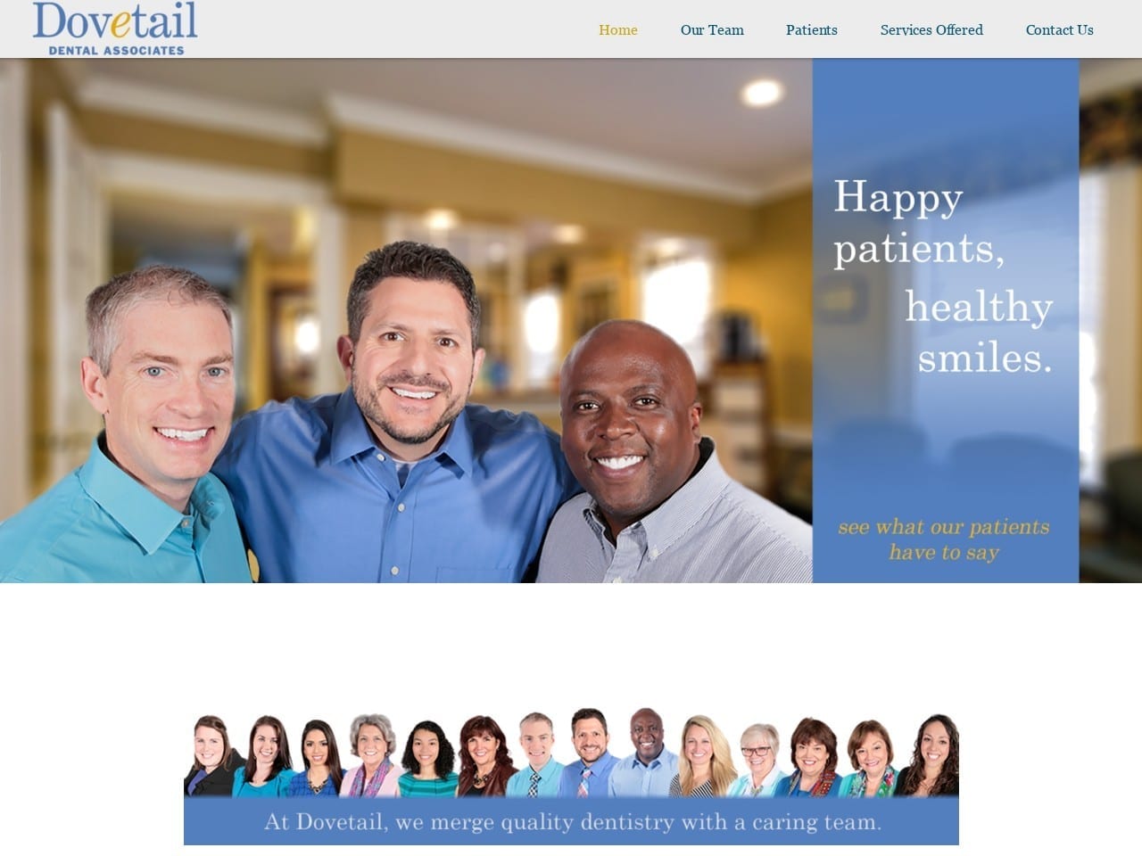 Dovetail Dental Website Screenshot from dovetaildental.com