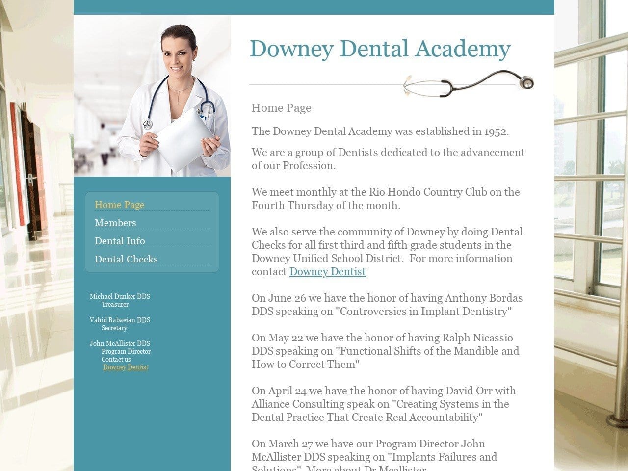 Downey Dental Academy Website Screenshot from downeydentalacademy.com