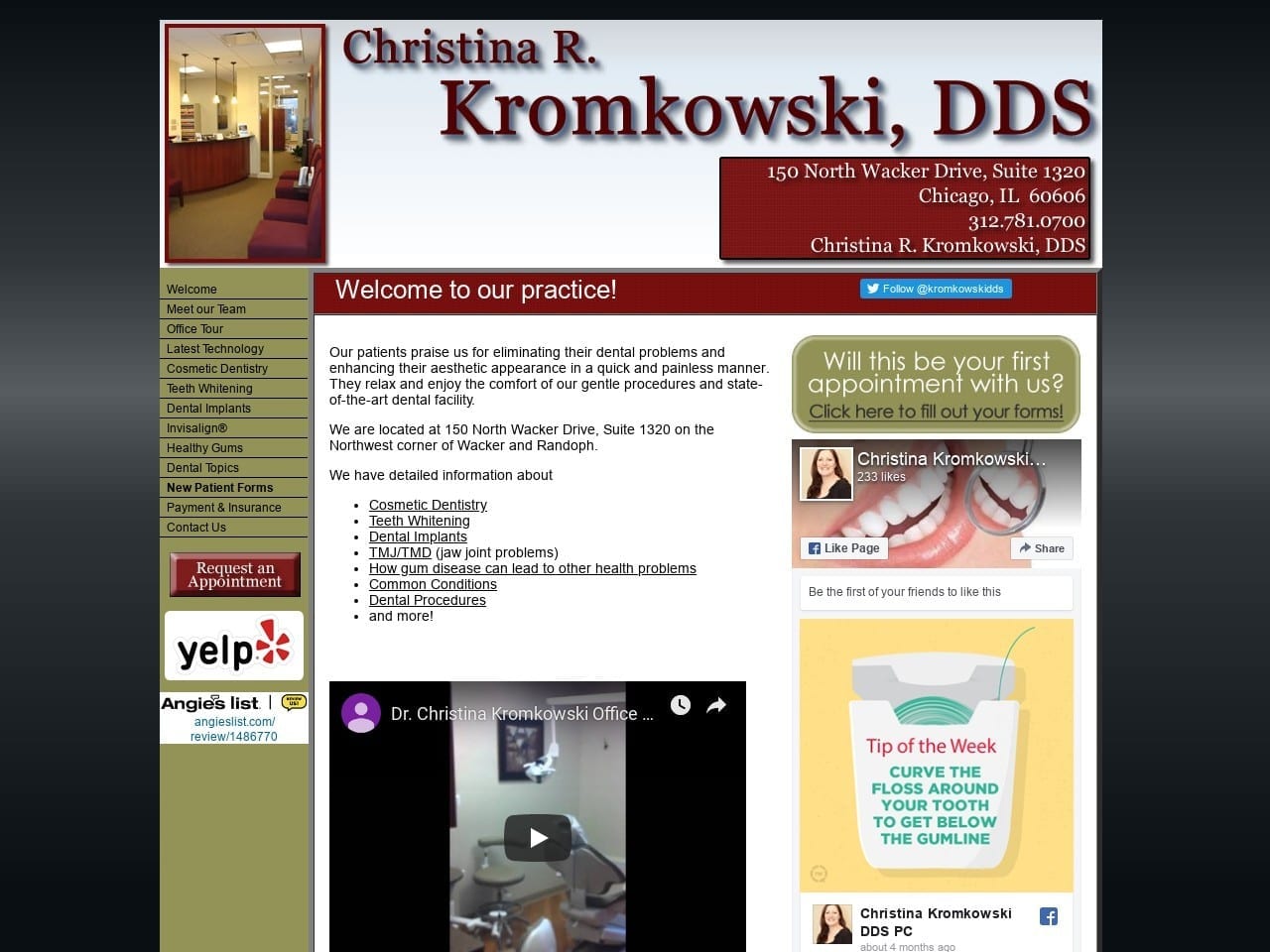 Dr. Christina R. Kromkowski DDS PC Website Screenshot from downtownchicagodentist.com