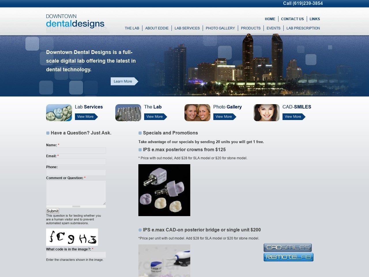 Downtown Dental Designs Website Screenshot from downtowndentaldesigns.com