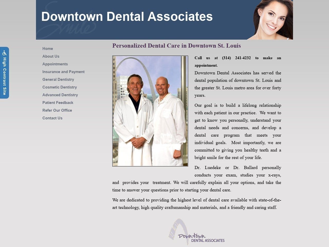 Dr. Joel G. Luedeke DMD Website Screenshot from downtowndentalstl.com