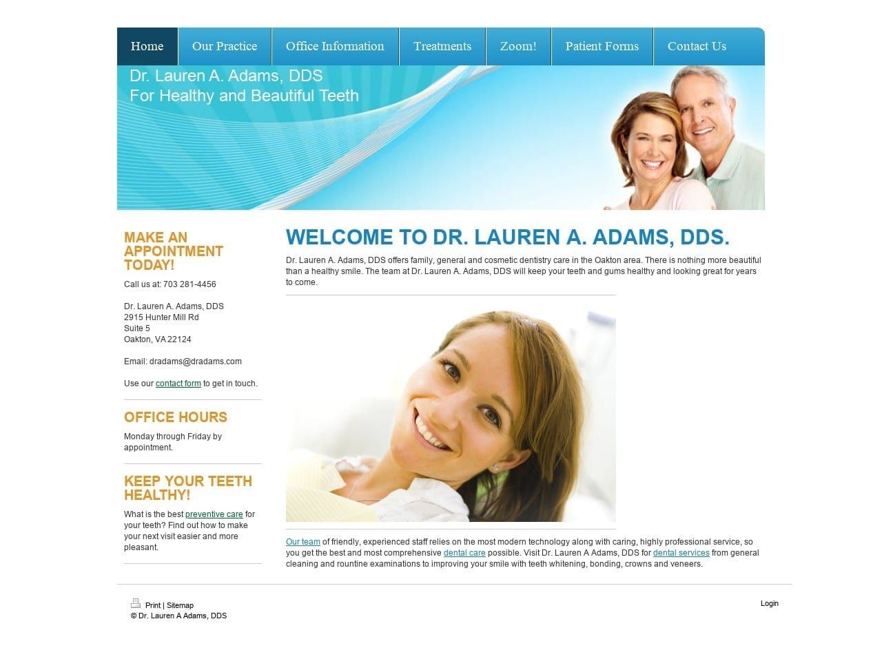 Adams Lauren a DDS Website Screenshot from dradams.com