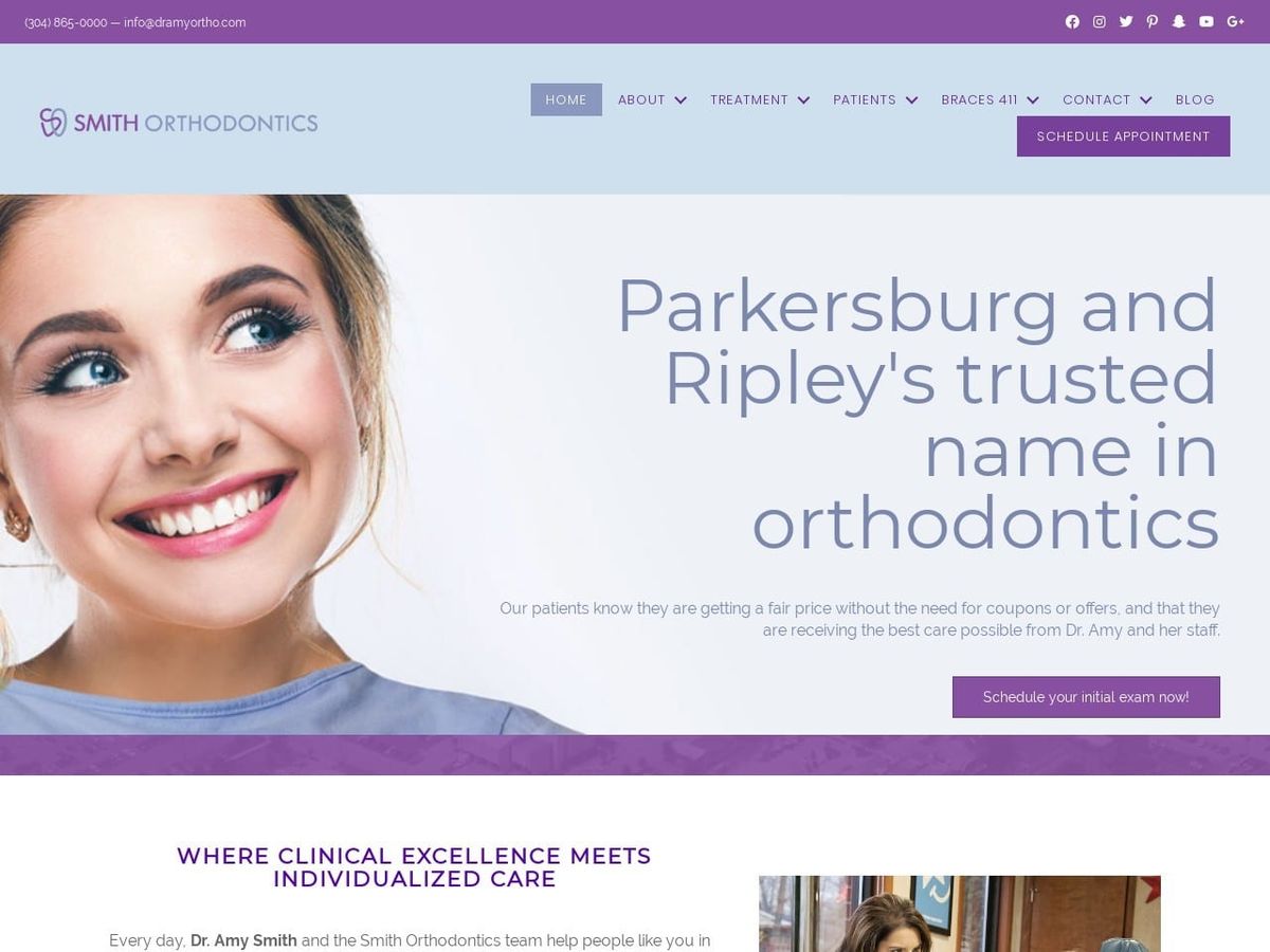 Dr Amy Ortho Website Screenshot from dramyortho.com