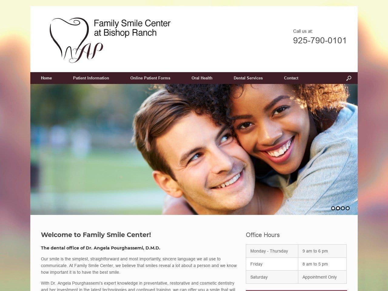 Family Smile Center Website Screenshot from drangeladentalcare.com