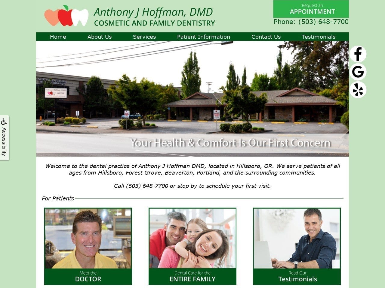 Anthony J Hoffman DMD Website Screenshot from dranthonyhoffman.com