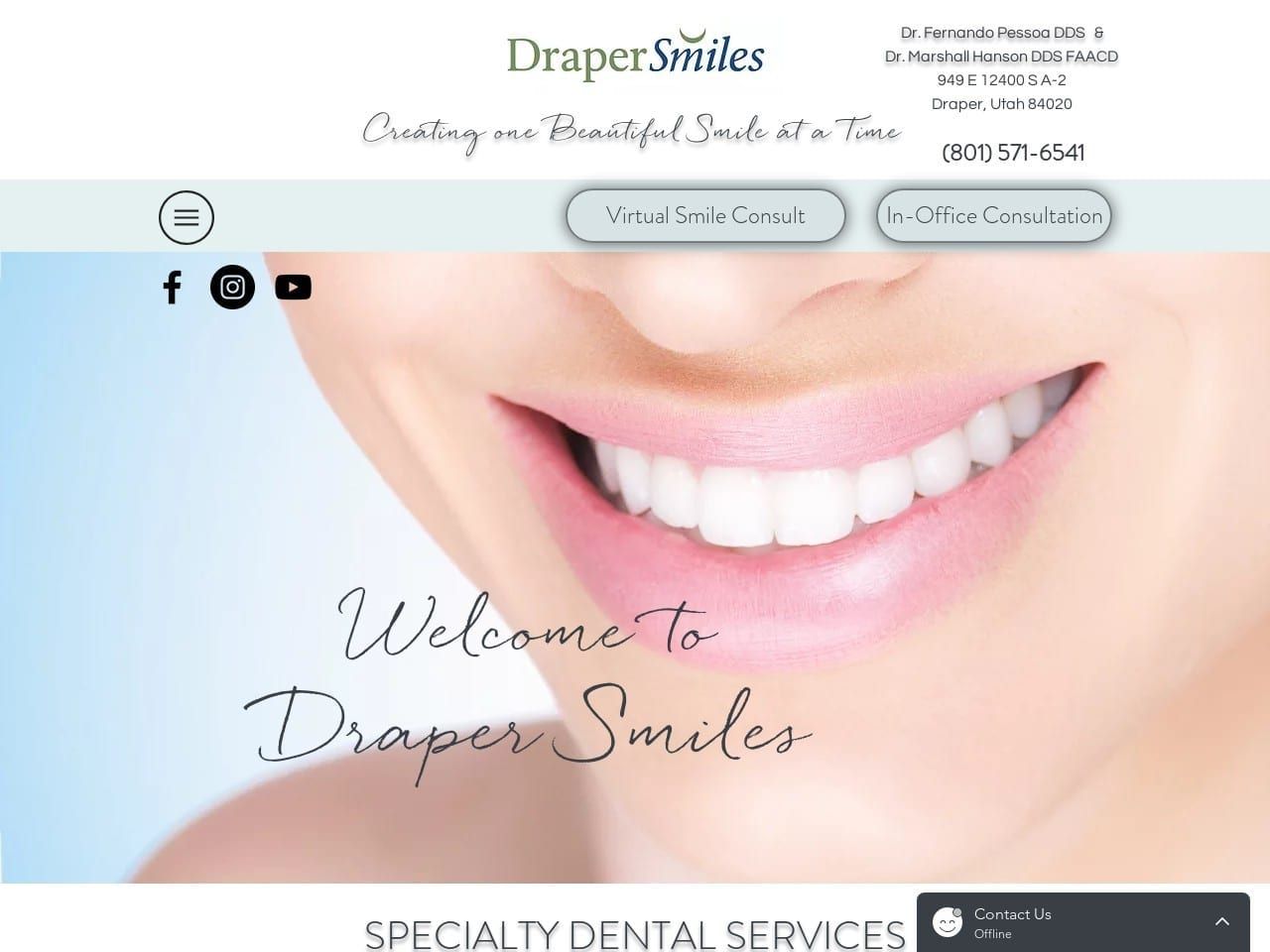 Draper Smiles Website Screenshot from drapersmiles.com