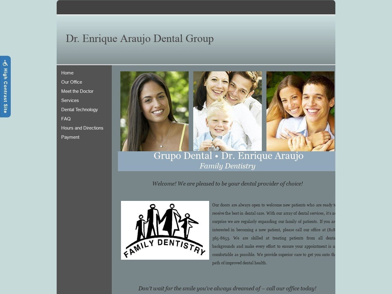 Araujo Enrique DDS Website Screenshot from draraujo.com