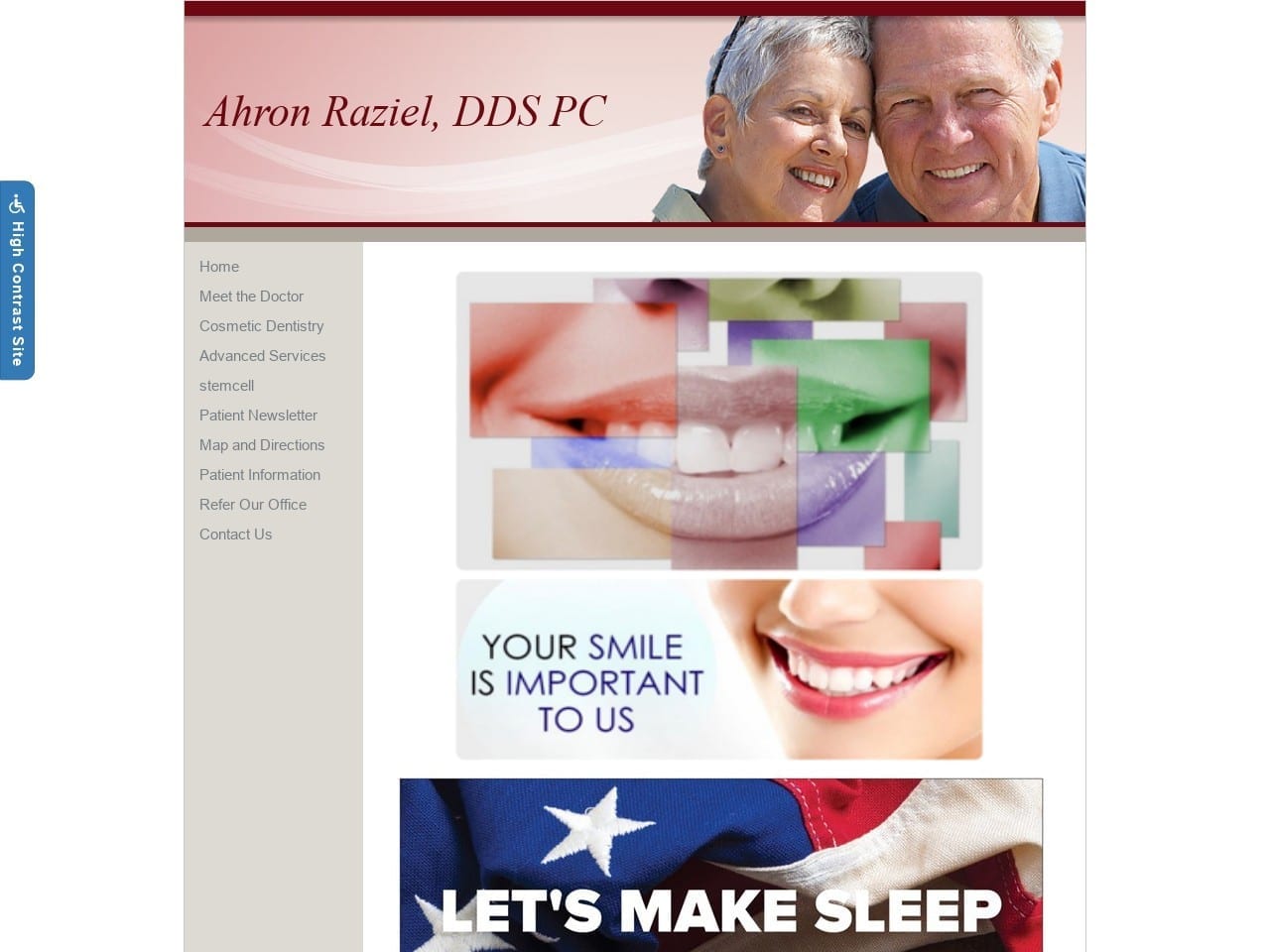 Dr. Ahron Raziel DDS Website Screenshot from draziel.com