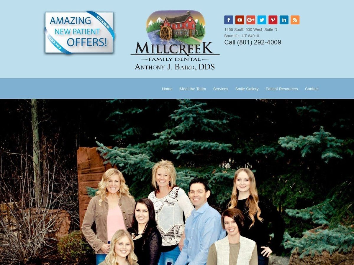 Millcreek Family Dental Website Screenshot from drbaird.com