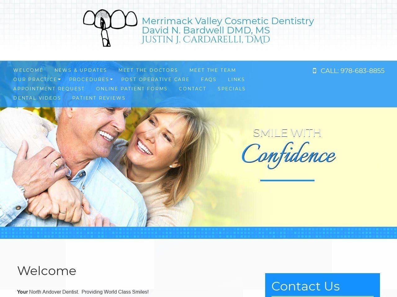 Merrimack Valley Cosmetic Dentist Website Screenshot from drbardwell.com