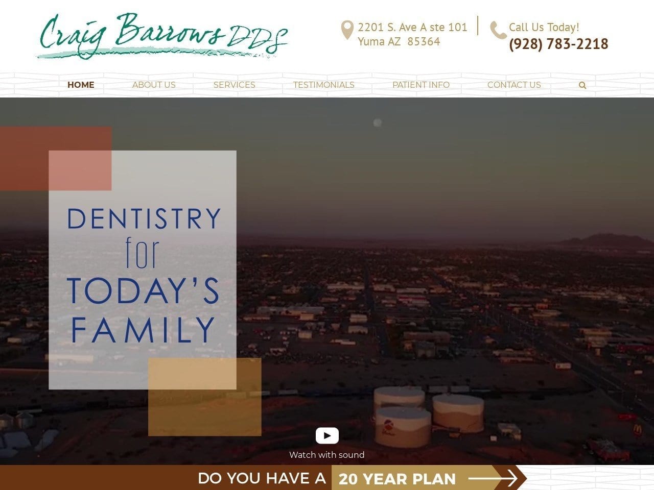 Yuma Family Dental Website Screenshot from drbarrowsyuma.com