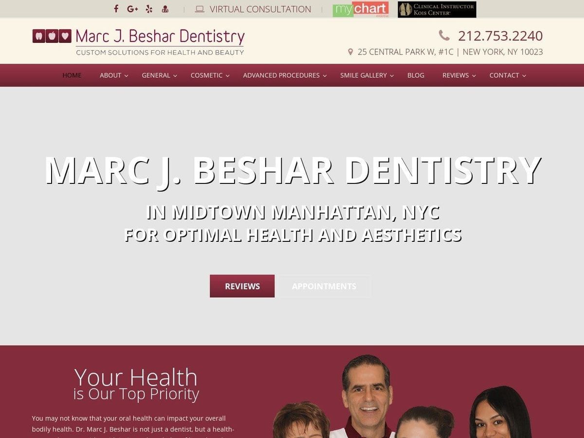 Marc J. Beshar DMD Website Screenshot from drbeshar.com