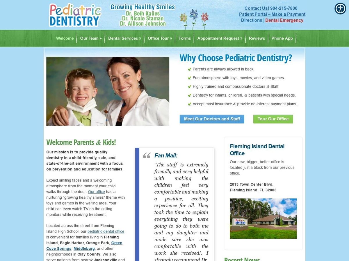 Pediatric Dentistry Website Screenshot from drbethkailes.com