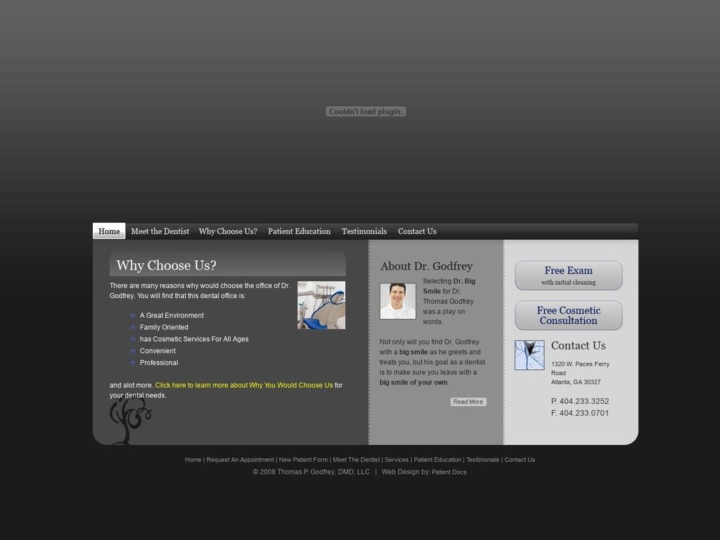 Dr. Thomas Godfrey DMD Website Screenshot from drbigsmile.com