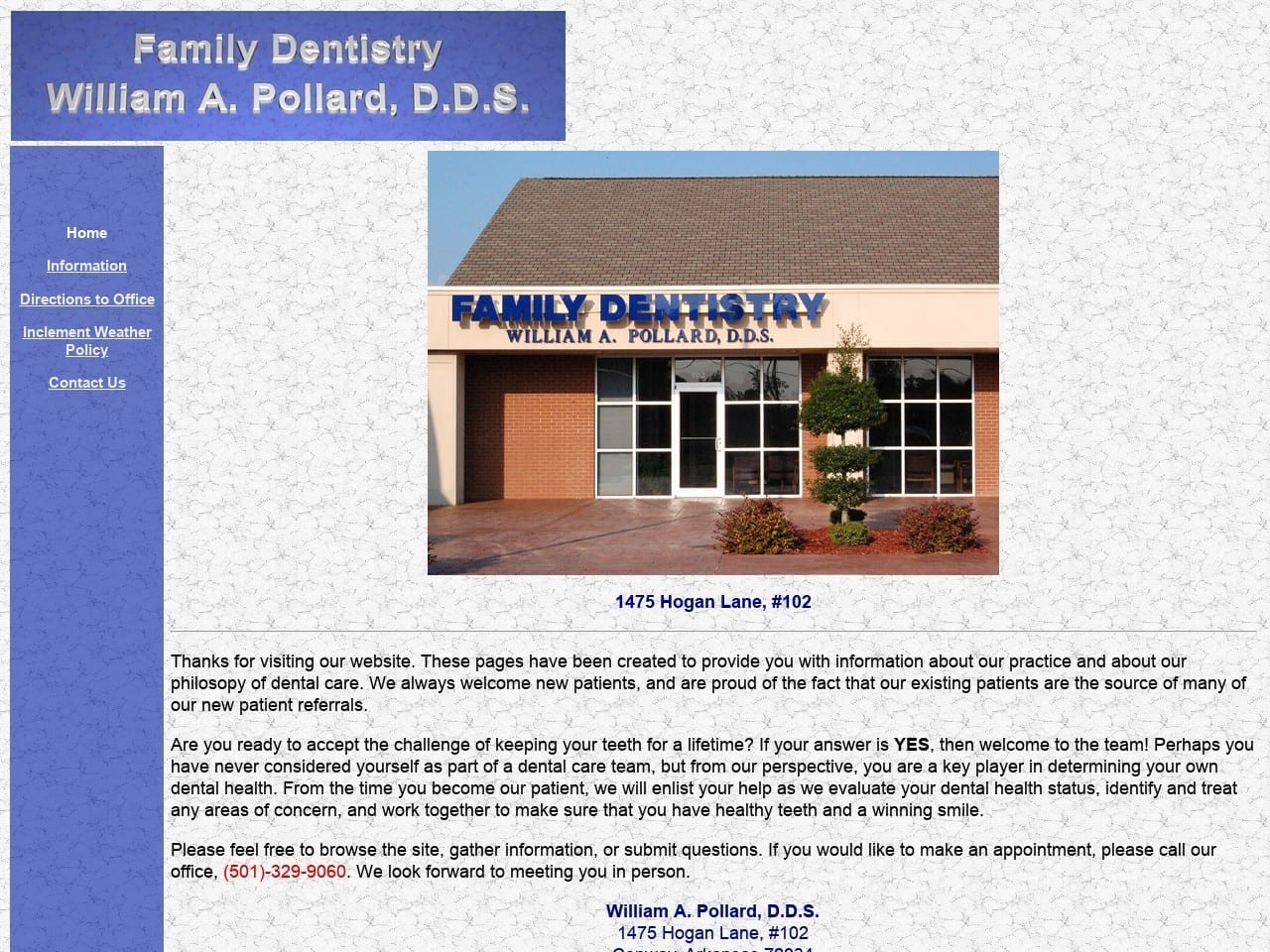 W A Pollard Family Dentist Website Screenshot from drbillpollard.com