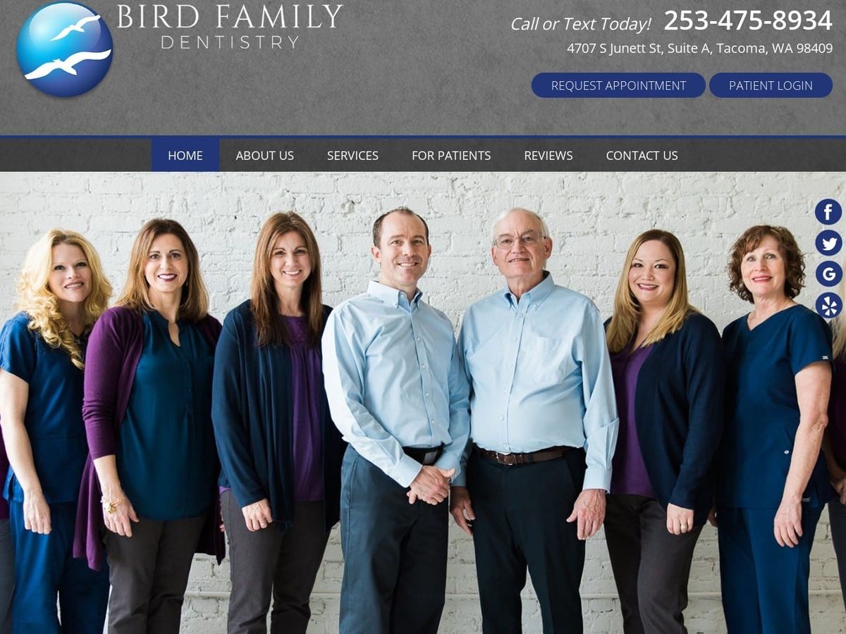 Bird Family Dentist Website Screenshot from drbird.com