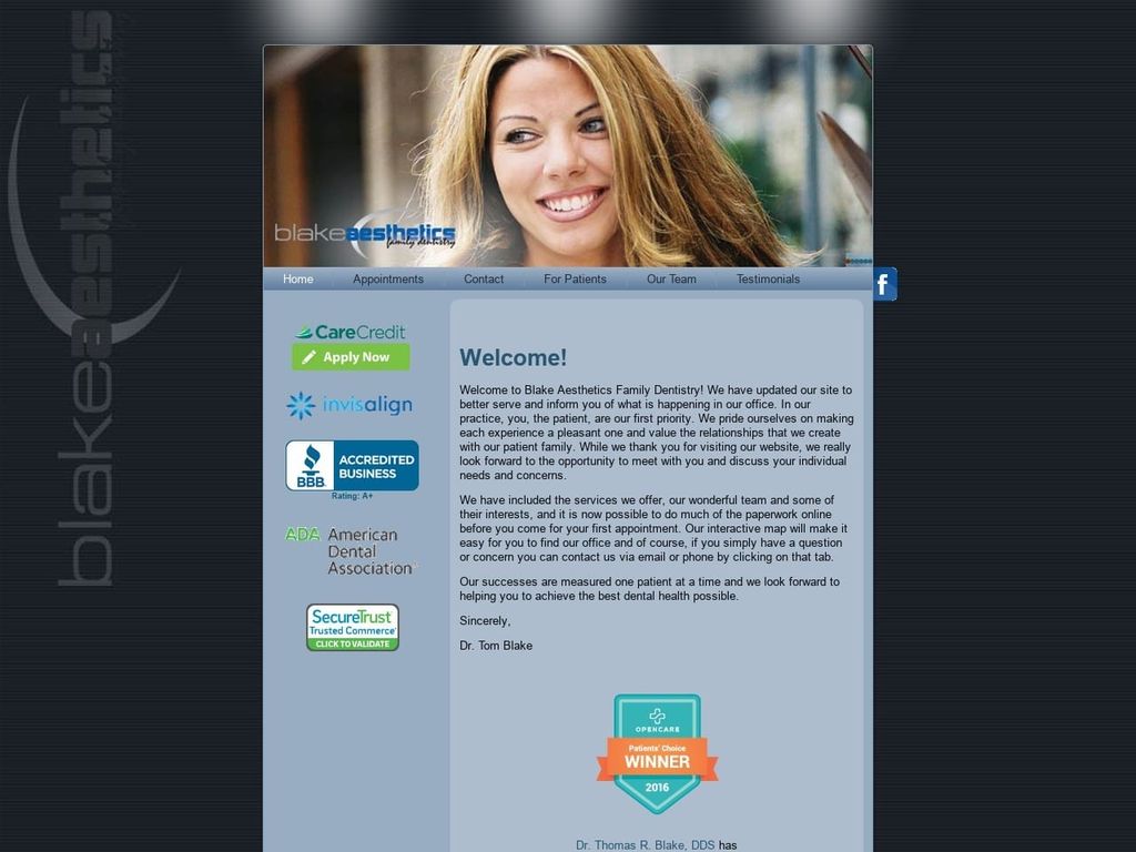 Thomas R Blake Dds Website Screenshot from drblakedentistry.com