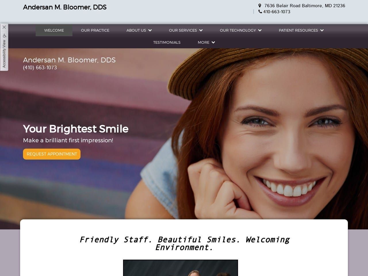 Cosmetic Dentist Website Screenshot from drbloomer.com