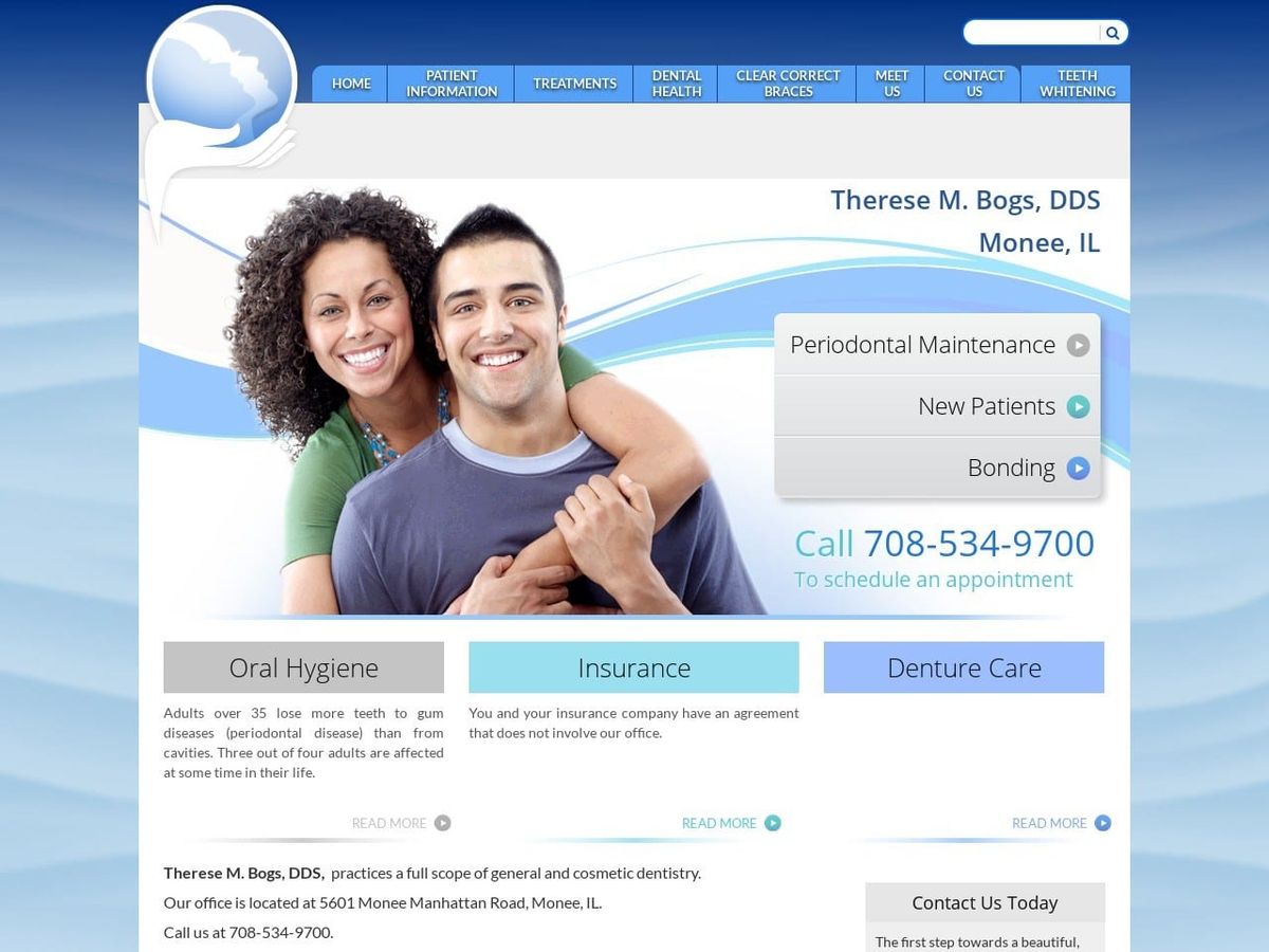 Therese M Bogs DDS Website Screenshot from drbogs.com