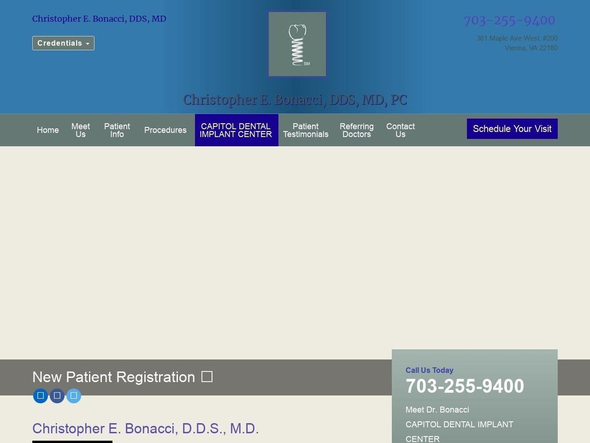 Christopher E. Bonacci DDS MD PC Website Screenshot from drbonacci.com