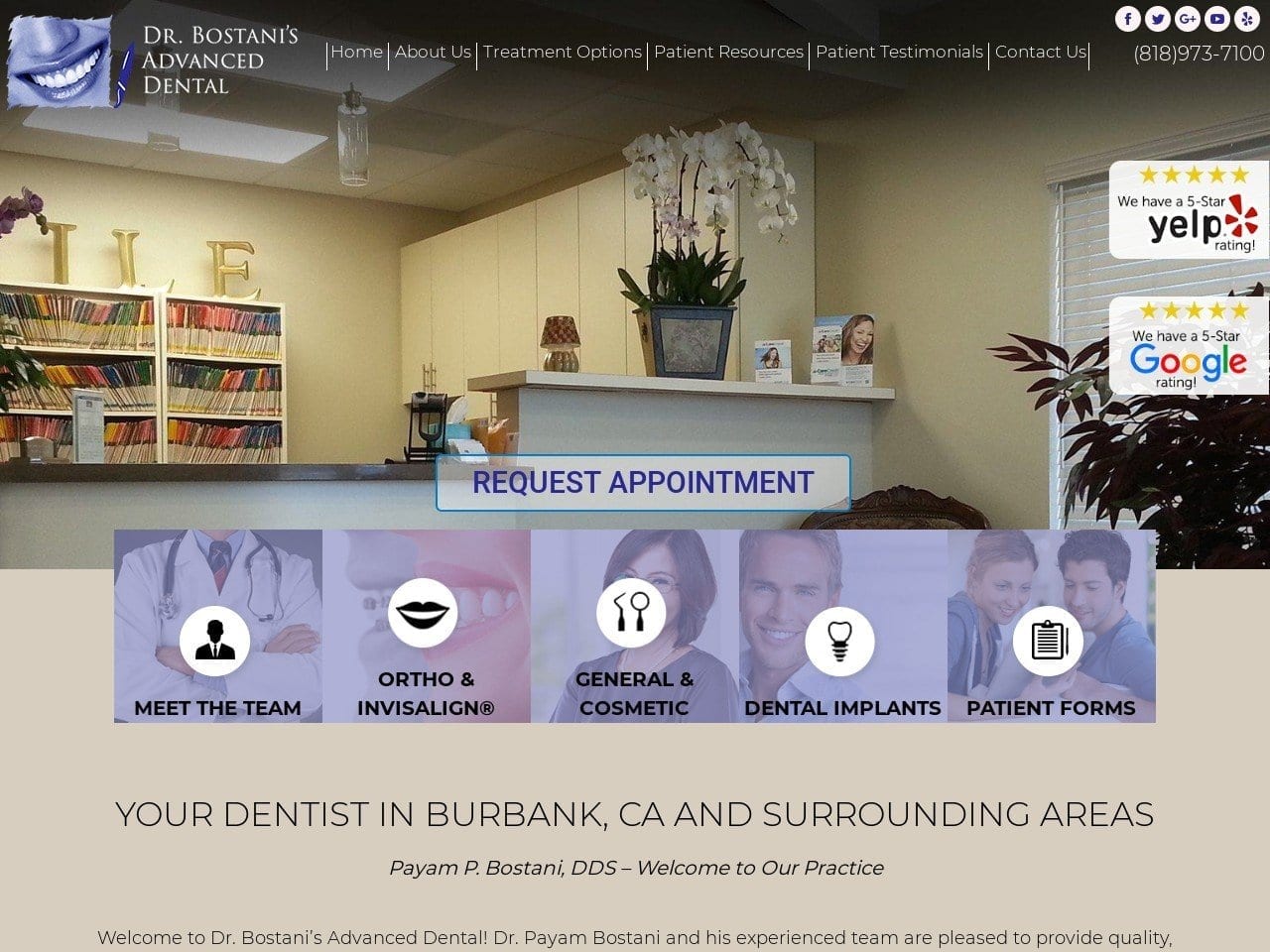 Dr. Payam Paul Bostani DDS Inc. Website Screenshot from drbostani.com