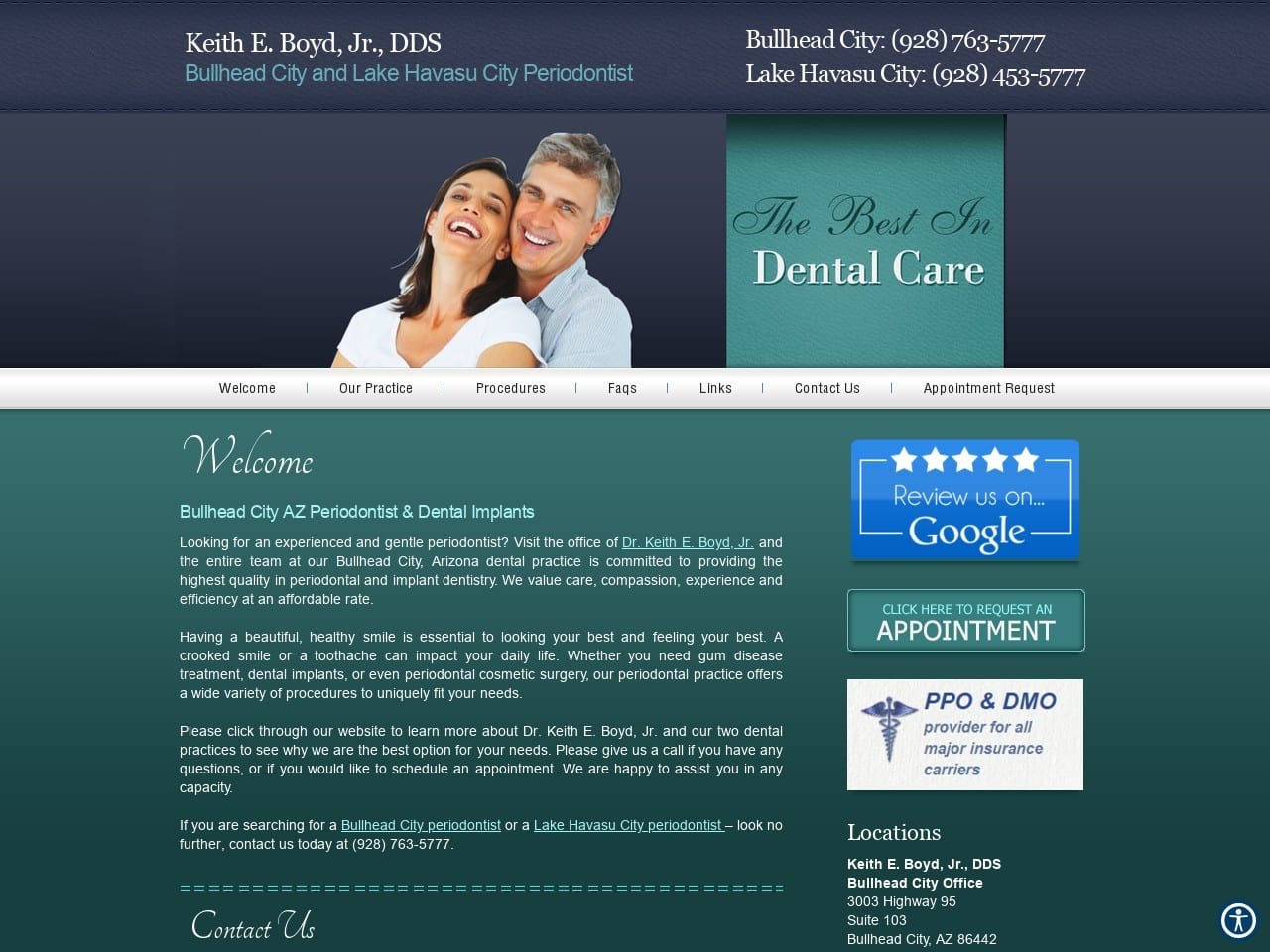 Keith E Boyd Jr. DDS Website Screenshot from drboydperio.com