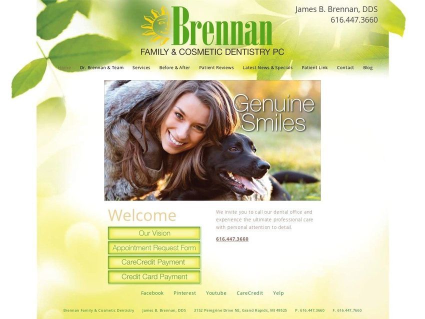 Dr. James B. Brennan DDS Website Screenshot from drbrennan.net