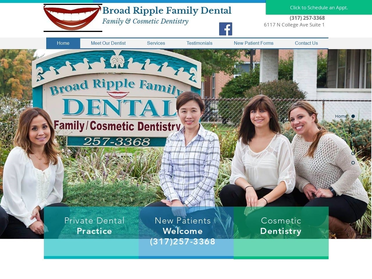 Broad Ripple Family Dental Website Screenshot from drbreslauer.com