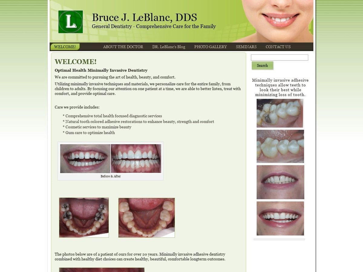 Dr. Bruce J. Leblanc DDS Website Screenshot from drbruceleblanc.com