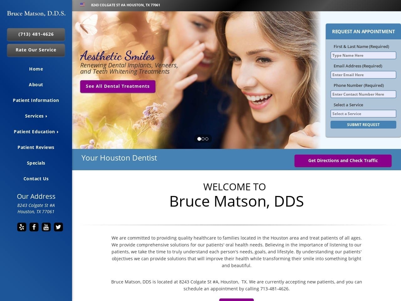 Bruce Matson DDS Website Screenshot from drbrucematson.com