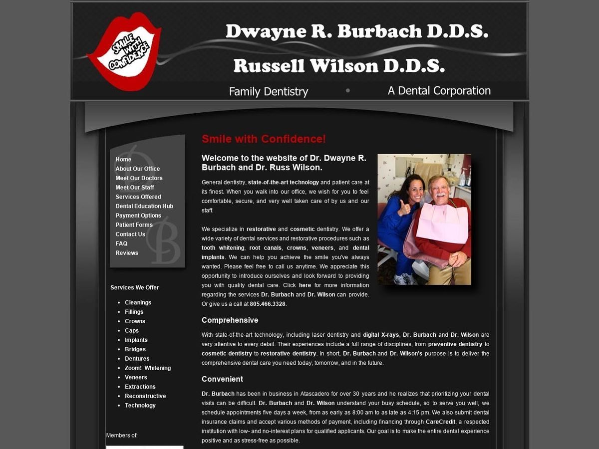 Dwayne R Burbach DDA and Jangaard Nolan S DDS Website Screenshot from drburbach.com